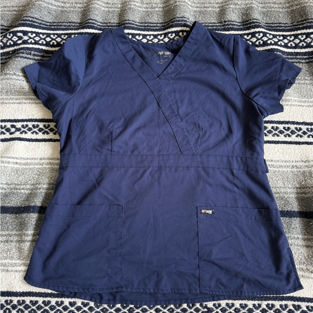 Grey’s Anatomy Women’s Navy Blue Scrub Top Size XL